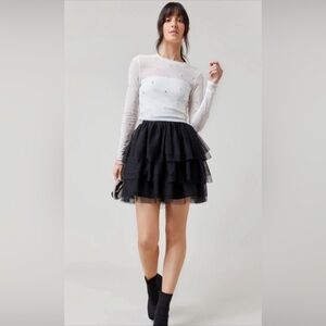 New Francesca’s Deonne Black Tulle Flippy Mini Skirt